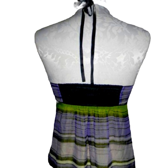 Bebe Striped Silk Halter Top SUMMER FESTIVAL Small - Picture 3 of 7